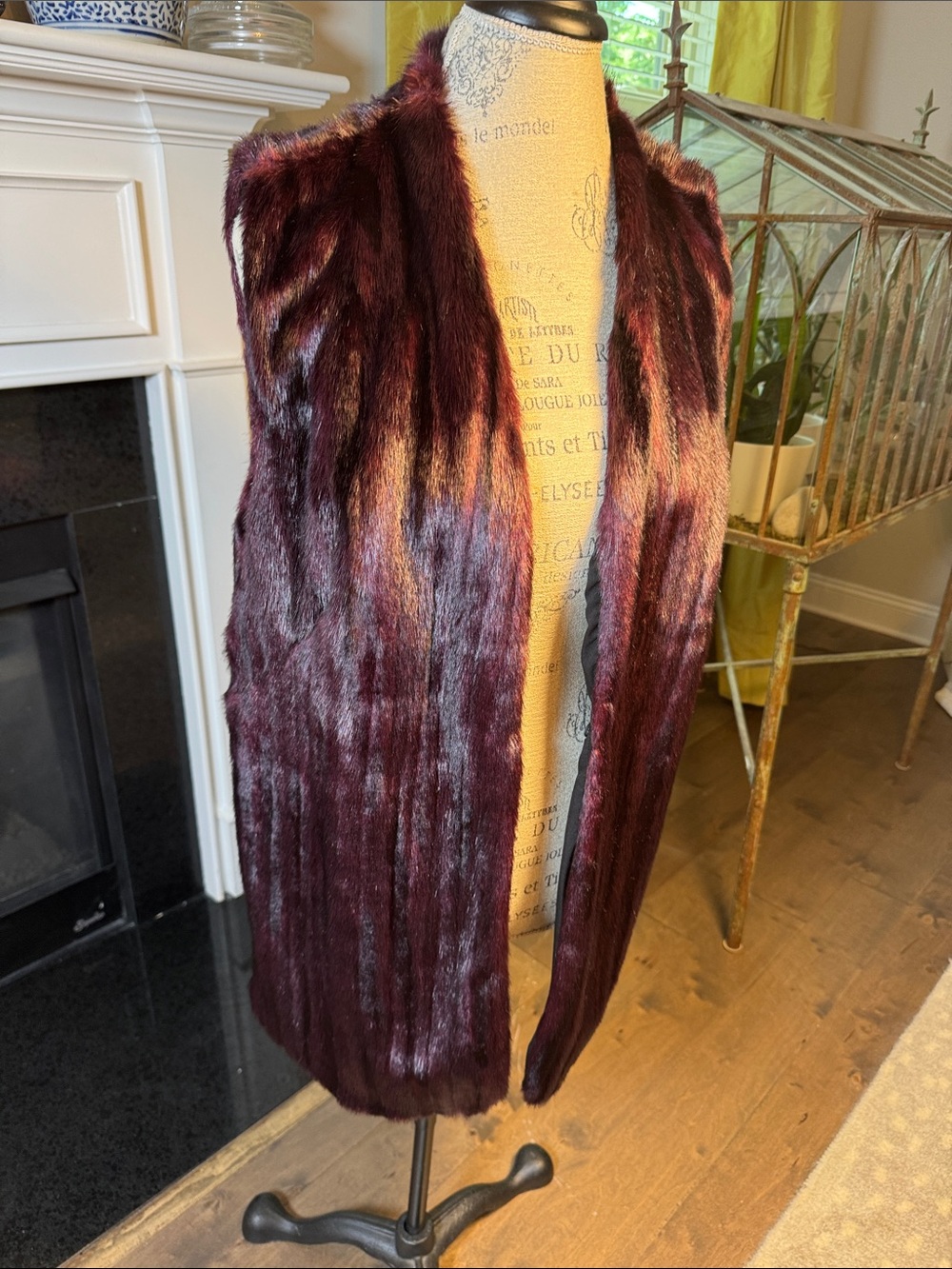 Chico's Burgundy Faux Fur Vest size 2